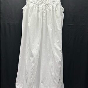 Erika Taylor White Cotton Nightgown Swiss Dot Lace Elegant Lightweight